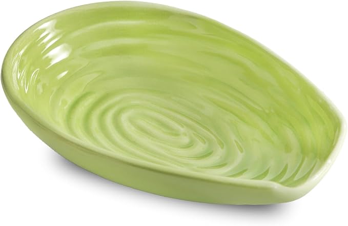 Spoon Rest for Stove Top, Hasense Ladle Holder for Countertop, Ceramic Cooking Utensil Rest for Ladle, Spatula and Tongs, Heat-Resistant Spoon Holder for Coffee Station and Kitchen, Green