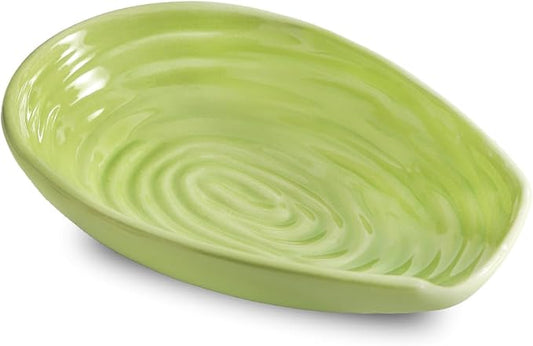 Spoon Rest for Stove Top, Hasense Ladle Holder for Countertop, Ceramic Cooking Utensil Rest for Ladle, Spatula and Tongs, Heat-Resistant Spoon Holder for Coffee Station and Kitchen, Green