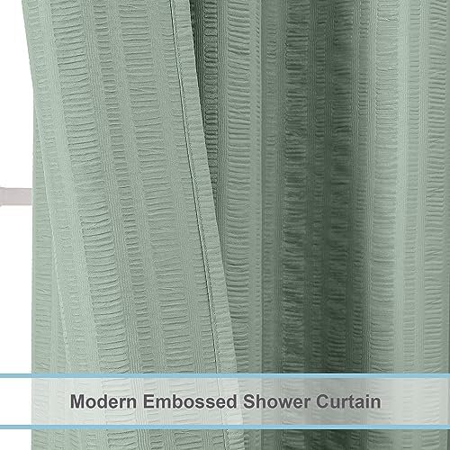 Aiyufeng Moga Extra Long Sage Green Shower Curtain 96 Inch Long, Embossed Texture Fabric Bathroom Shower Curtain, Large Hotel Bath Curtain with 12 Holes, 72Wx96H, Sage Green