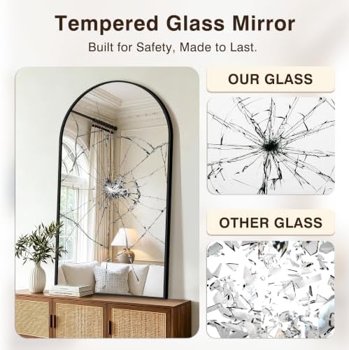 Arched Bathroom Vanity Mirror for Over Sink, 55”x30”, Black