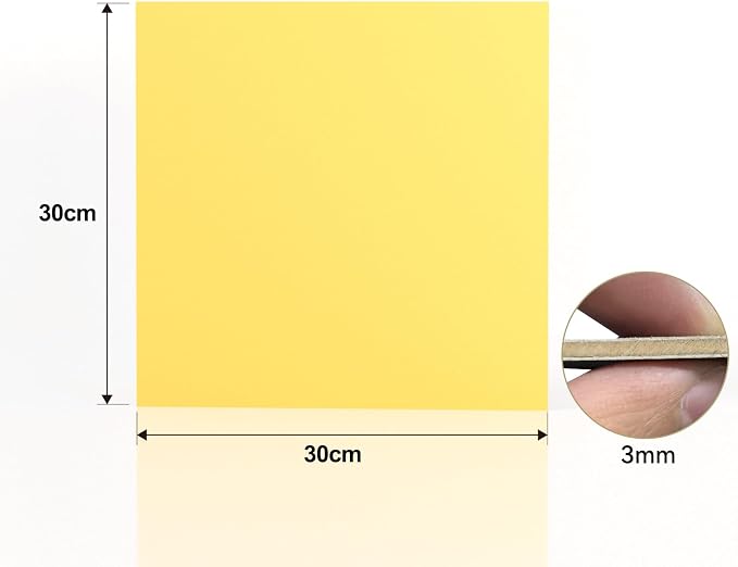 8 Pack Yellow Basswood for Laser Cutting, 12"x12"x1/8" (3 mm) Double-Sided Colored Plywood Sheets, for Laser Engraving, DIY Craft Wood & School Projects
