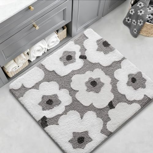 LUMI Square Bathroom Rug 26x26, Soft Absorbent Bath Mat, Non Slip