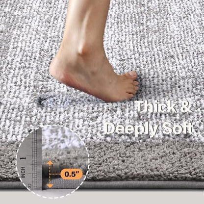 Toilet Rug U-Shaped 24x19 Washable Non Slip, Soft Bath Mat Light Grey