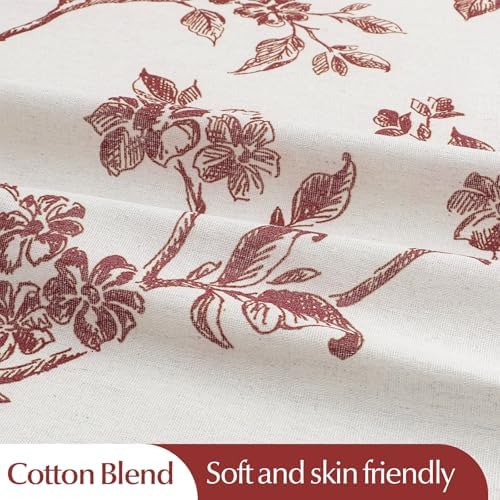 MitoVilla Burgundy Cotton Floral Shower Curtain for Bathroom, 72 x 72