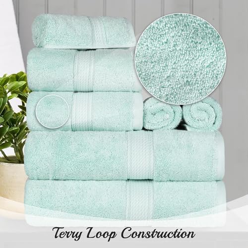 SUPERIOR Egyptian Cotton Ultra Plush & Absorbent, 8 Piece Set, Sea Foam