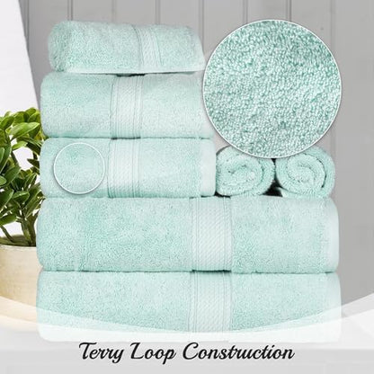 SUPERIOR Egyptian Cotton Ultra Plush & Absorbent, 8 Piece Set, Sea Foam