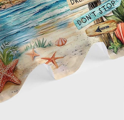 Beach Shower Curtain for Bathroom,Tropical Palm Tree Coastal Nautical Ocean Quotes Inspirational, Sunset Scenery Shower Curtain Set with Hooks,72Wx72H