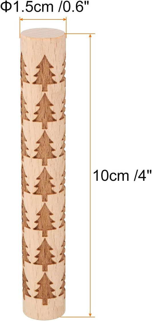 HARFINGTON Wood Clay Roller 4" Pine Tree Pattern Rolling Pins Wood Rollers Pottery Tools Wood Grain Texture Rollers for Clay Baking Dough Playdough DIY