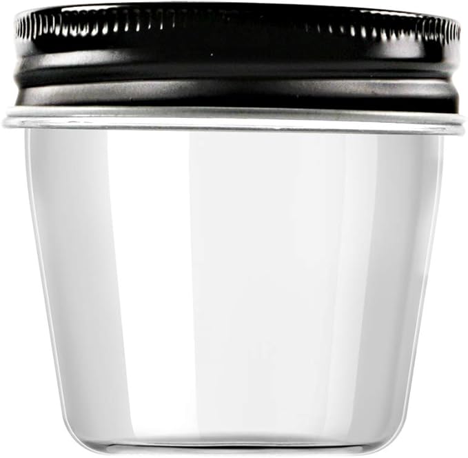 novelinks 4 oz Small Plastic Jars with Lids, 20 Pack Mini Plastic Mason Jars with Lids 4oz, Craft Storage Containers & Canning Jars & Small Spice Jars for Kitchen Organization (20 Pack,Black)