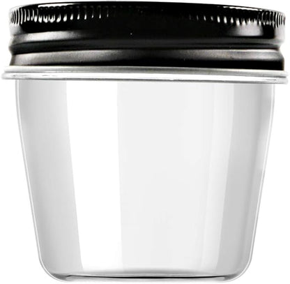 novelinks 4 oz Small Plastic Jars with Lids, 20 Pack Mini Plastic Mason Jars with Lids 4oz, Craft Storage Containers & Canning Jars & Small Spice Jars for Kitchen Organization (20 Pack,Black)