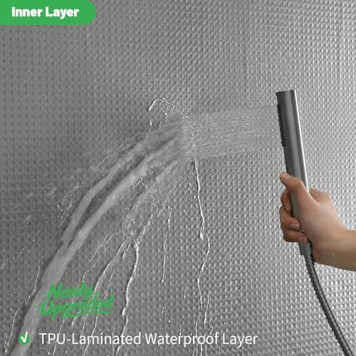 No Hook Waffle Shower Curtain, No Liner Needed Separate, 71x80 Inch, Grey
