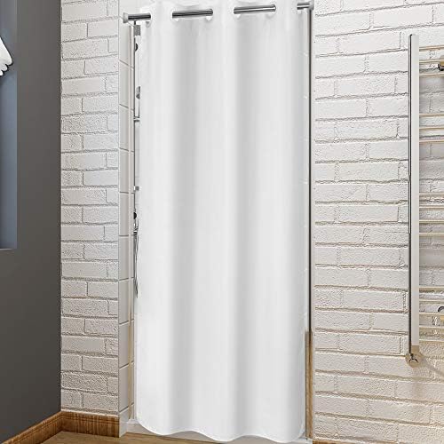 River Dream No Hook Stall Shower Curtain or Liner Microfiber White, 42x74