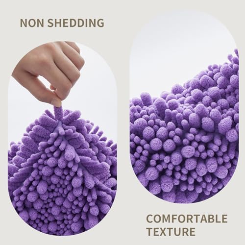 Bathroom Rugs Non Slip Washable 70x24, Extra Thick Soft Chenille Absorbent Bath Mat, High Density Barrier Non Slip Backing, Quick Dry Plush Shaggy Floor Carpet for Tub&Shower, Purple