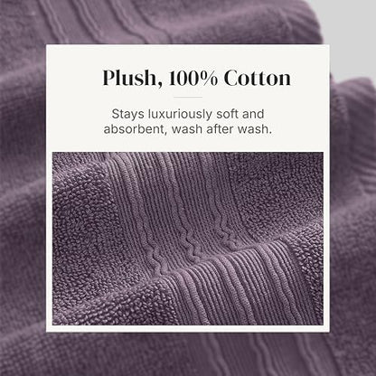 Modern Threads 6 Piece Bath Towel Set – Bathroom Set with 2 Bath Towels, 2 Hand Towels, and 2 Wash Cloths – 100% Cotton, Super Absorbent & Extra Soft – Reversible Floral Trail (Purple)