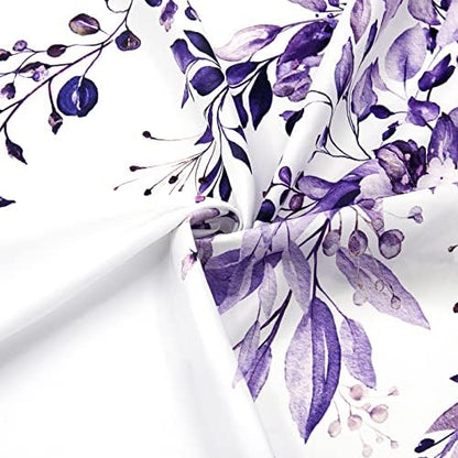 Gibelle Purple Eucalyptus Shower Curtain, Watercolor Floral Print, 72x78