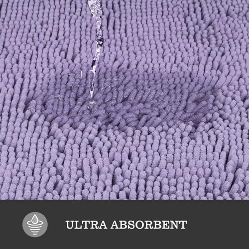 Yeaban Chenille Lavender Bathroom Runner Rug 17"x47"