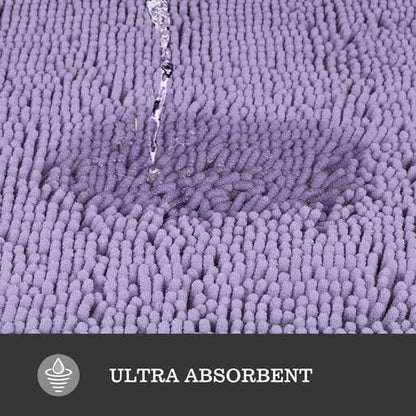 Yeaban Chenille Lavender Bathroom Runner Rug 17"x47"