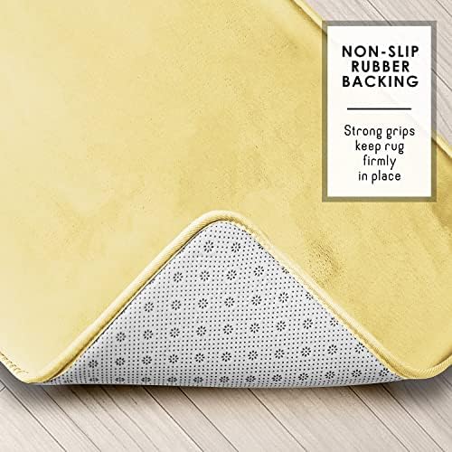 Clara Clark 3 Piece Bathroom Rugs Bath Mat Set, Velvet Memory Foam Bath Mats for Bathroom - Non-Slip, PVC Backing Bath Rugs, Washable - Dries Quickly, Yellow