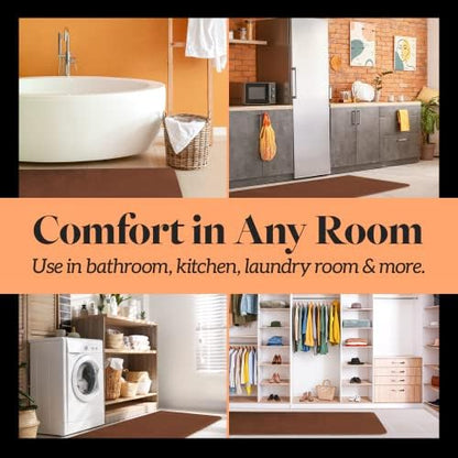 Memory Foam Bath Mat Non Slip Absorbent Super Cozy Velvet Bathroom Rug Carpet (22 inches X 36 inches, Brown)