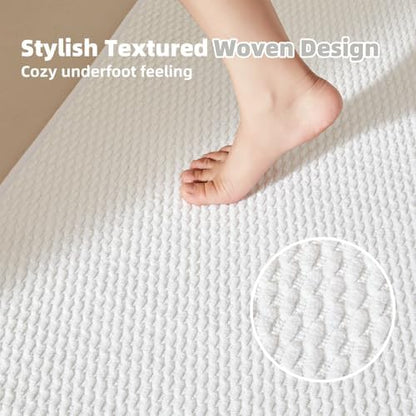 TYUU Large Bathroom Rugs Non Slip Washable Bath Rugs Super Absorbent Bathroom Rug Thin Quick Dry Low Pile Bath Mats, White 36"x60"