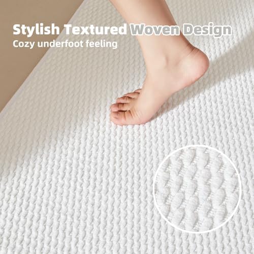 TYUU Small Bathroom Rugs, Non Slip Washable Bath Rugs Super Absorbent Bathroom Rug Thin Quick Dry Low Pile Bath Mats, White 12"x12"