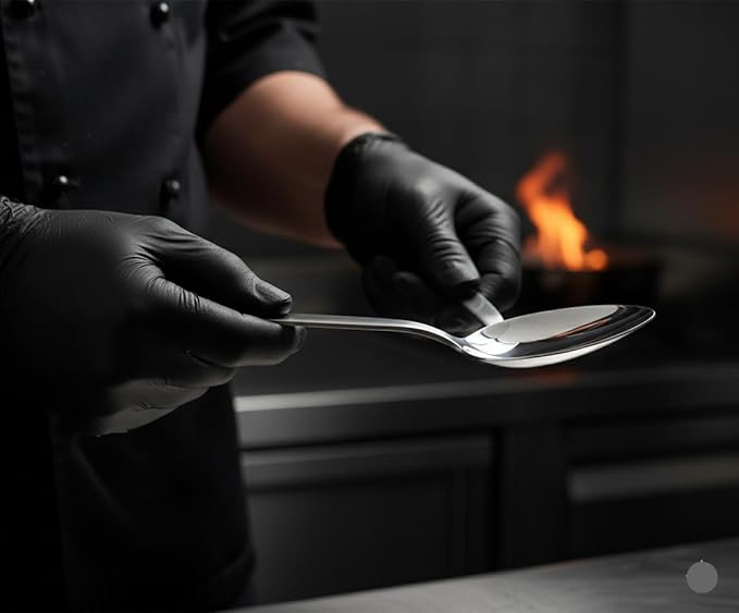 Chef Kunz Spoon | 9 inch 2.5 Tbsp18/10 Stainless Steel Silver Serving Spoons | Sauce, Basting, Quenelle, Plating, Cooking Chef Spoon, Dishwasher Safe