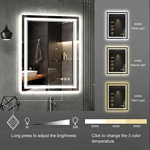 LED Bathroom Mirror, 24x32 Inch Vanity Mirror with Lights