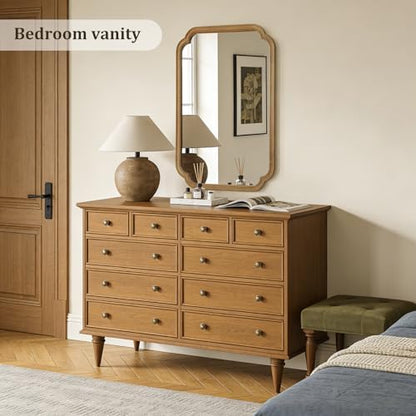 WallBeyond 24" x 36" Rounded Corner Arch Wall Mirror with Wood Frame for Entryway, Living Room or Bedroom Home Decor - Light Woodgrain 24" x 36" Natural Color