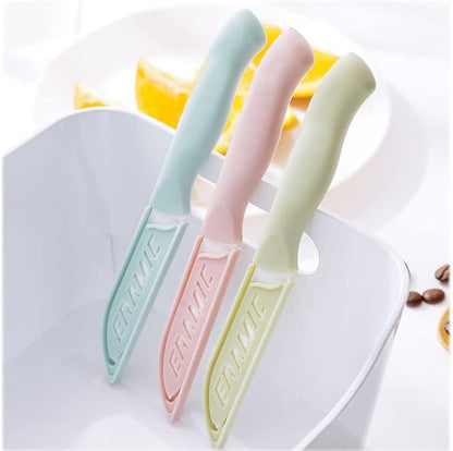 6 Pack Ceramic Paring Knife with Knife Cover, Lightweight Ceramic Knives, Fruit and Vegetable Small Knife (Blue)