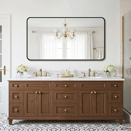 FICTOR Bathroom Mirror for Over Sink, 30"x55" Vanity Mirror for Wall, Black