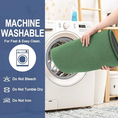 OLANLY Memory Foam Bathroom Runner Rugs 47x24, Long Bath Mats, Olive Green