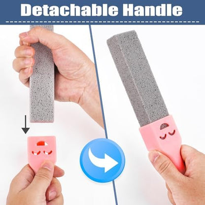 Navona 34 Pack Pumice Stone Scouring Sticks with 3 Universal Handles, Grey Pumice Stone for Cleaning Toilets, Bathrooms