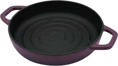 Flavehc Bread Oven Cast Iron Bread Dutch Oven with Cloche Lid for Bread Baking Magenta Enameled Cast Iron Bread Oven with Dome Lid for Sourdough, 9.8 Inches
