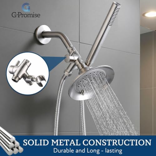 G-Promise Solid Metal Shower Head Diverter with Holder 3-Way