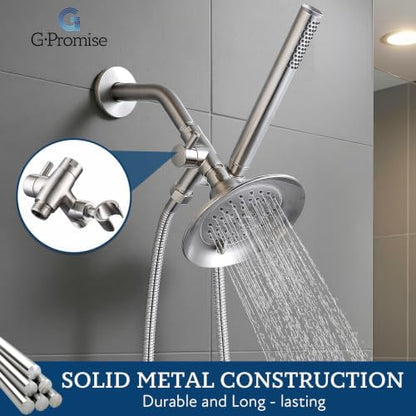 G-Promise Solid Metal Shower Head Diverter with Holder 3-Way