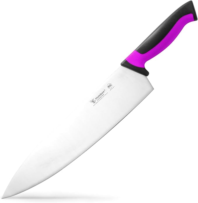 12-Inch Chef Knife, NSF Certified Razor-Sharp High Carbon Stainless Steel Blade – Ergonomic Color Coded Handle, Non-Slip Grip Kitchen Knife, DT-10 Series, Purple