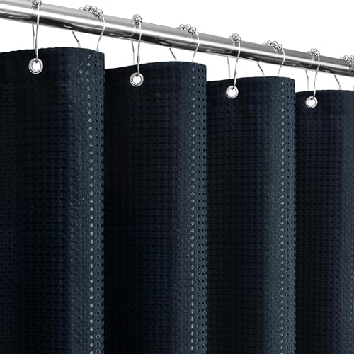 Gibelle 230GSM Heavy Duty Fabric Navy Blue Shower Curtain, 72 X 72