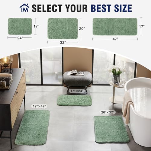 TECHMILLY Super Soft Shaggy Bathroom Rugs Sets 2 Piece, Absorbent Thick Non Slip Microfiber Bath Rugs, Quick Dry Machine Washable Bath Mat for Bathroom Floor, Bathtub and Shower 17"x24"