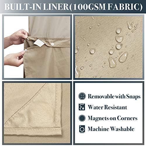 N&Y HOME Extra Long Waffle Shower Curtain with Snap Liner 71x84, Linen