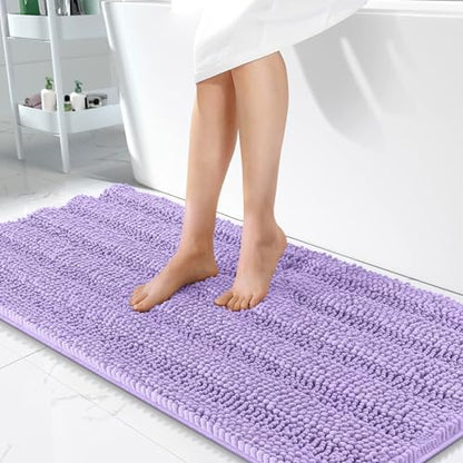 OLANLY Thick Bathroom Runner Rugs 47x24, Soft Chenille Bath Rugs, Lavender