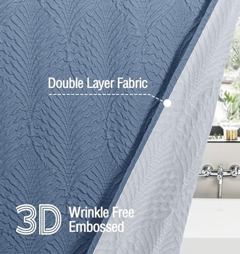 Gibelle Ombre Blue Shower Curtain for Bathroom, Farmhouse Bath Curtain 72x72