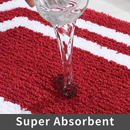 COSY HOMEER Extra Thick Bath Rugs Set - Anti-Slip Bath Mats Soft Plush 100% Strong Mirco Polyeste Mat Living Room Bathroom Mat Floor Water Absorbent(Red,20/inch X 32/'' + 24/inch X 48'' - Inches)