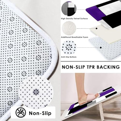 Bathroom Sets with Shower Curtain and Rugs, 4 Pcs, Geometric Purple