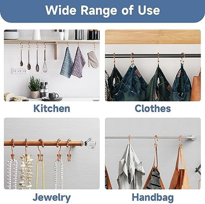 Titanker Shower Curtain Hooks Rings Rust Resistant Metal Double Glide Shower Hooks Rings for Bathroom Shower Rods Curtains, Set of 12 Hooks - Rose Gold