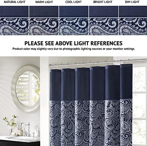 Madison Park Aubrey Shower Curtain for Bathroom, Jacquard, 72 x 72, Navy