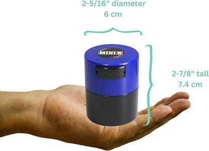 Minivac - 10g to 30 grams Airtight Multi-Use Vacuum Seal Portable Storage Container for Dry Goods, Food, and Herbs - Dark Blue Cap & Black Body