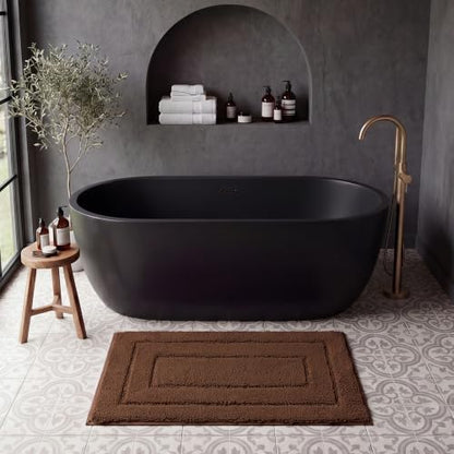 GRANNY SAYS Brown Bathroom Rug 24" x 16", Non-Slip Microfiber Bath Mat