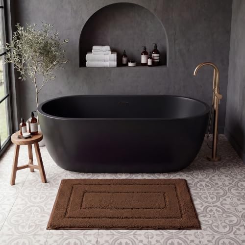GRANNY SAYS Brown Bathroom Rug 32" x 20", Non-Slip Microfiber Bath Mat