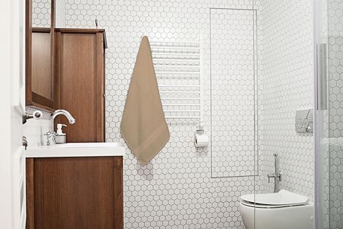 Bath Towels Pack of 6 – 24" x 48" – 100% Cotton Terry, Soft, Quick-Dry & Highly Absorbent – Beige Towels for Bathroom, Spa, Gym, Hotel, Pool & Everyday Use