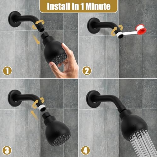 AISOSO Fixed Shower Head High Pressure 3 Inch Showerhead Matte Black